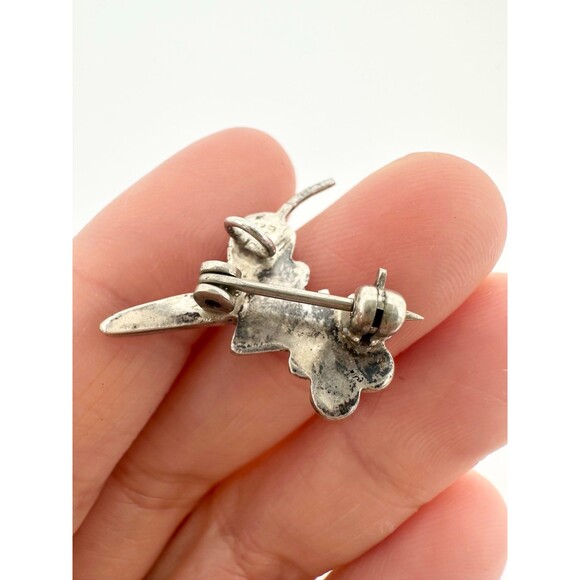 Native American sterling silver turquoise abalone hummingbird pendant pin - Picture 4 of 6